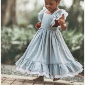WDW Well Dressed Wolf Opal grey Naomi Maxi Dress Size 6 Years Ruffled Lace NWOT